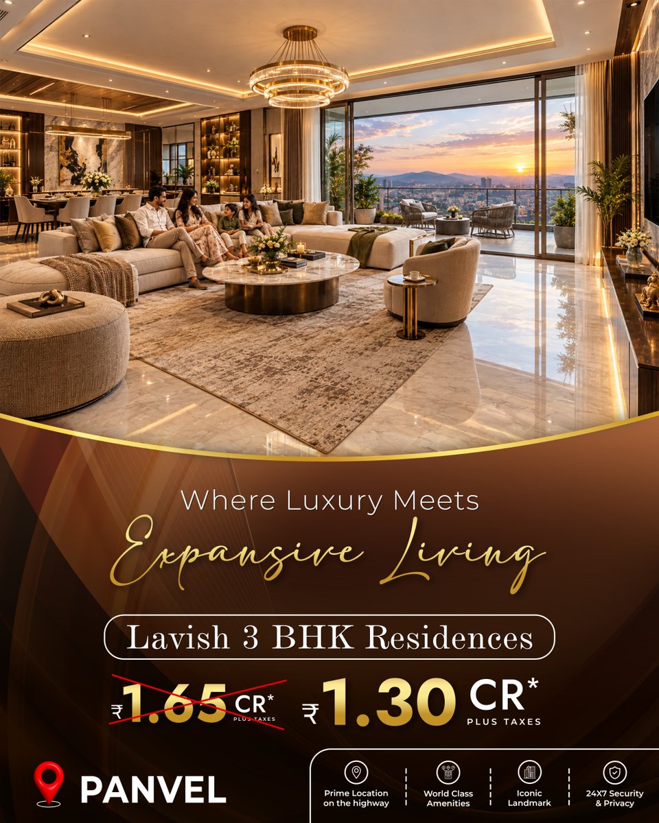 PropEarth_LLP's tweet photo. ✨ Live luxurious life in Panvel, Expansively and effortlessly ✨
Lavish 3 BHK residences in Panvel, now at ₹1.30 Cr* + taxes. 🏡✨
📩 Comment 'Panvel' to know more!
.
#Panvel #PanvelRealEstate #3BHK #PanvelProperty #RealEstateIndia #PropertyForSale https://t.co/K9gEXD2B4D