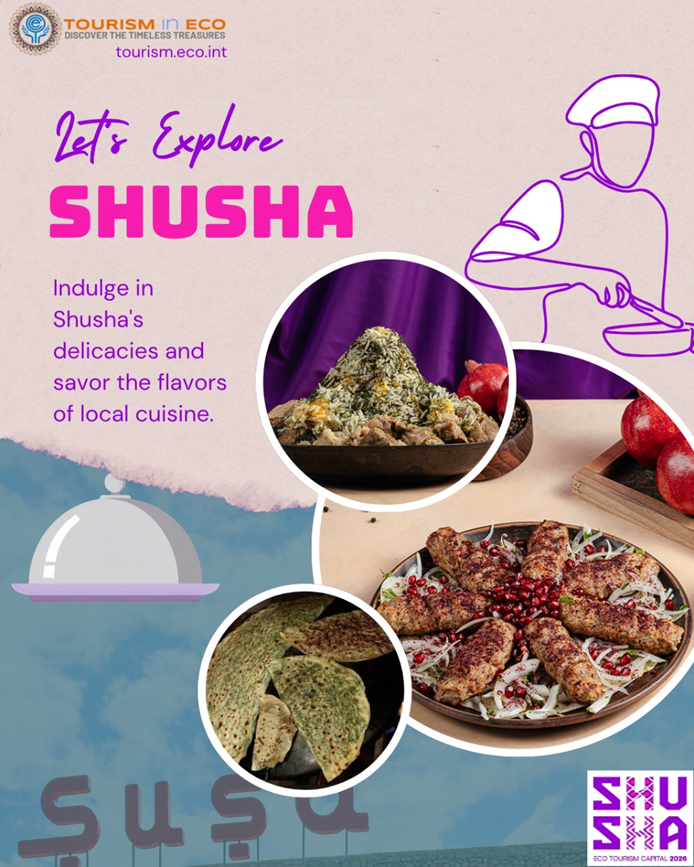 eco_secretariat's tweet photo. Taste the spectrum of Shusha!🇦🇿From aromatic spices to perfectly seasoned plovs, Garabagh lamb #kebabs, tandir bread and sweet doshab, #Shusha cuisine is a feast of tradition and #flavour. Discover the local foods of @Shusha_City #ECOTourismCapital2026 https://t.co/PGvWyFMuOr