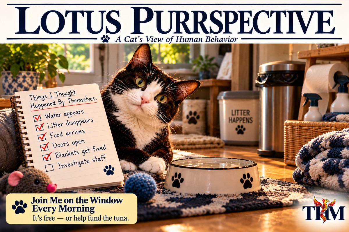 TomHicksMedia's tweet photo. What in your life seems to happen by itself?
#LotusPurrspective #CatsOfSubstack #CatWisdom #TheLittleThings #Gratitude #THM https://t.co/65cfH2HjRk https://t.co/oQA2ywnvW7