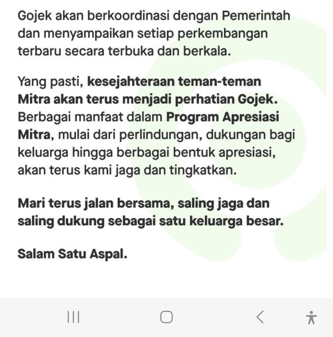 ardirush25's tweet photo. Pasti akan kebongkar, ke
lihatan kalut di aplikasi gojek driver saya muncul notif terkait mau di terbitkannya UU ojol krn dari mlm dari 10 order semuanya di korupsi baik tarif &amp; jarak. HAPUS SEMUA PROGRAM ACENG DAN SLOT 5000 PER 4 KM. KEMBALIKAN SEMUA KE REGULER @gojekindonesia https://t.co/tZmu7Ru0D5