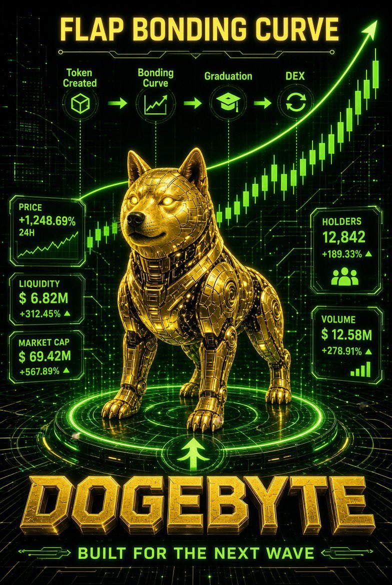 Czbestsecojo's tweet photo. @RobinHubHB Dogebyte $DBYTE builds on #BNB is making the moves 

Integrated flap tokens from creation to bonding to graduation to dex, this not the stop the bot will soon be integrating robin hood launches too. 

The great part is that we are so early on this coin. 

CT @dogebytebot https://t.co/pN01eKluwb