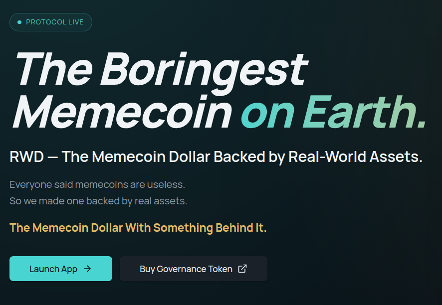 AltQuantFinLab's tweet photo. Welcome to RWD — The Memecoin #Dollar #Stablecoins  Backed by Real-World Assets.

#RUG #memecoin - RWA Un-Rug Governance Token Link has been Added on official Website - https://t.co/JE21k69QoM 

Ripple Starknet Ethereum #USDINR Murad TOKEN2049 Singapore Intelligent UI $GOLD https://t.co/MbdyVfORUq