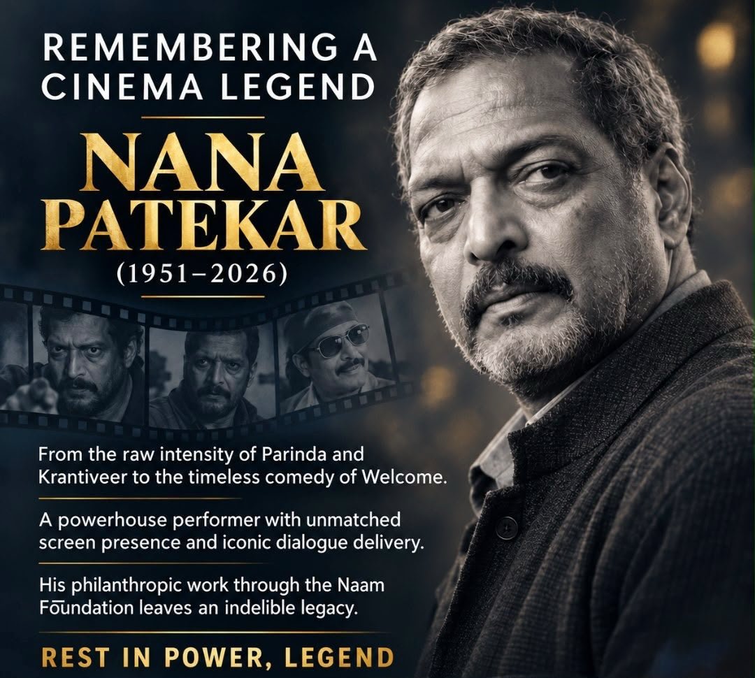 lakshmiunwomen's tweet photo. A Voice Falls Silent, An Echo Remains Eternal!

Deeply saddened by the passing of veteran actor Nana Patekar ji, a towering presence in Indian cinema and one of its most compelling, unconventional talents.

From the smouldering intensity of Parinda, Krantiveer, Prahaar and Ab Tak Chhappan to the unforgettable emotional grandeur of Marathi cinema’s Natsamrat, and his delightful comic turn in Welcome, Nana traversed the entire spectrum of human emotion with extraordinary authenticity. His gravelly voice, piercing gaze, explosive dialogue delivery and ability to make even silence speak made him a performer without parallel. A recipient of the Padma Shri and three National Film Awards, he was never merely an actor playing a character; he seemed to inhabit its very soul.

For me, as a Maharashtrian with roots in Ratnagiri, his passing carries a particularly poignant resonance.** Nana embodied the earthy candour, cultural pride and indomitable spirit of Maharashtra. Beyond the arc lights, his compassion found expression in his work for drought-stricken farmers and rural communities through the NAAM Foundation. An artist of formidable intensity, a man of disarming simplicity, and a humanitarian whose concern extended far beyond the screen.

नटसम्राट पडद्यावरून निरोप घेतो, पण रसिकांच्या हृदयातून कधीच नाही.

The curtain may have fallen, but his voice, his characters and his remarkable legacy will continue to reverberate through generations.

भावपूर्ण श्रद्धांजली, नाना! ॐ शांती।