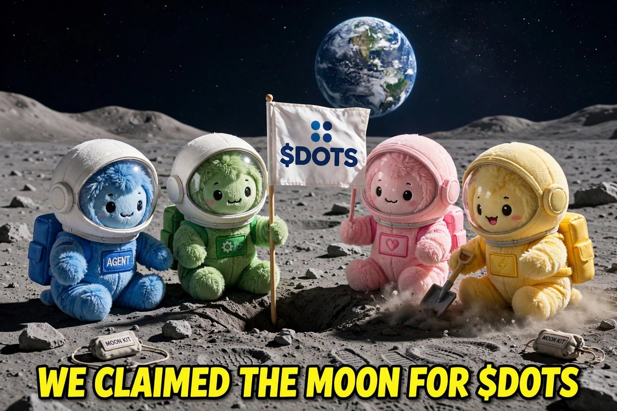 SmallAgents's tweet photo. WE CLAIMED THE MOON FOR $DOTS 🌙

One small lie for an agent, one giant pump for Small Agents.

We went from cancelled to moon mission.

CA: 55VkBLCy2SWqkju2fThrH1P8wZAZgUma7Xq7nWxfpump

https://t.co/iXTy3ZZNBD
$DOTS https://t.co/OWQkE5Fl4G