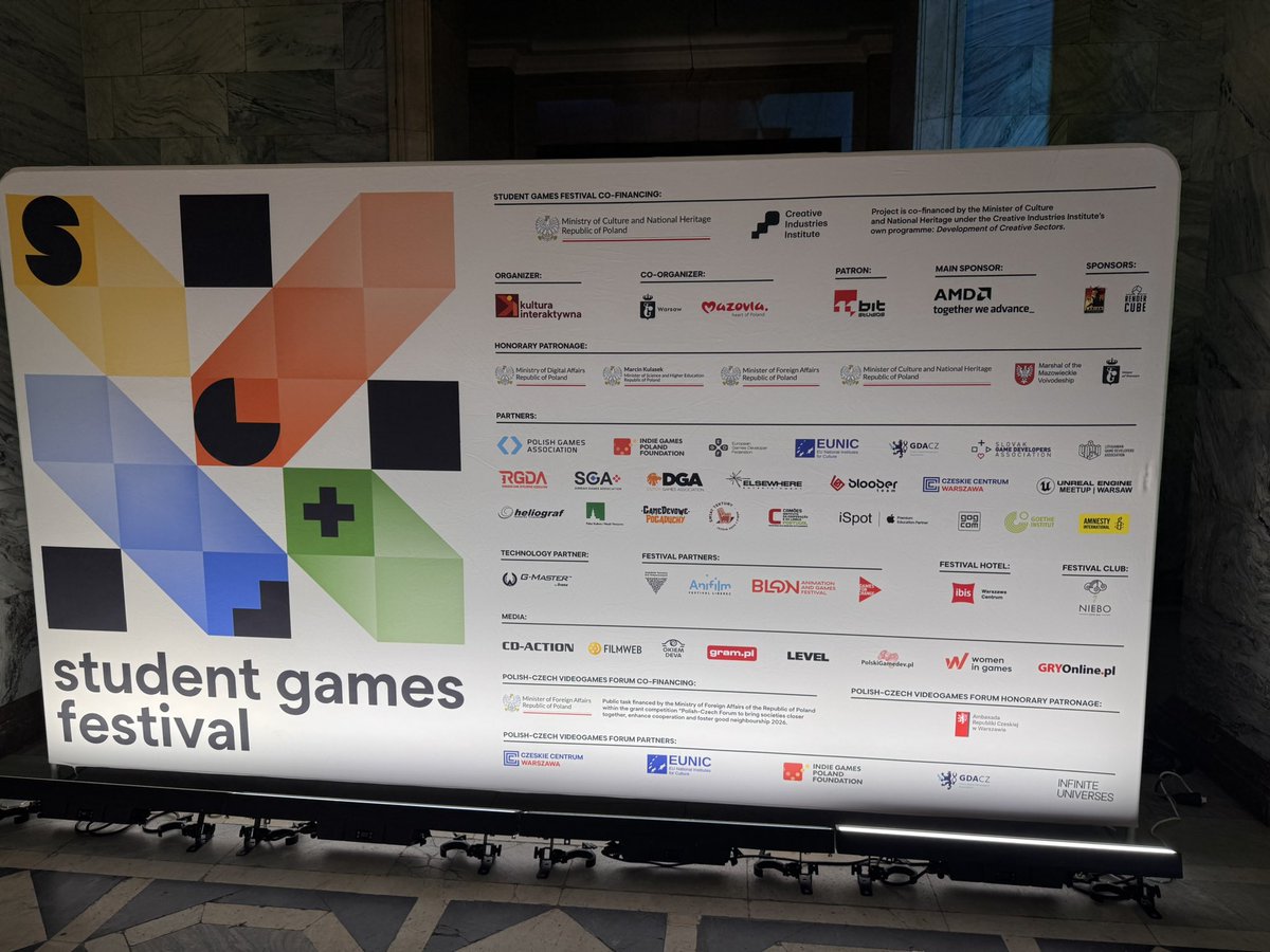 GDACzech's tweet photo. Dnes začíná Student Games Festival ve Varšavě. Výstava, konference a udílení cen studentských her a týmů z celého světa. Letos i včetně speciálního fóra o česko-polské spolupráci. Jsme rádi, že můžeme být partnerem této skvělé akce. https://t.co/YelYcr8DGd