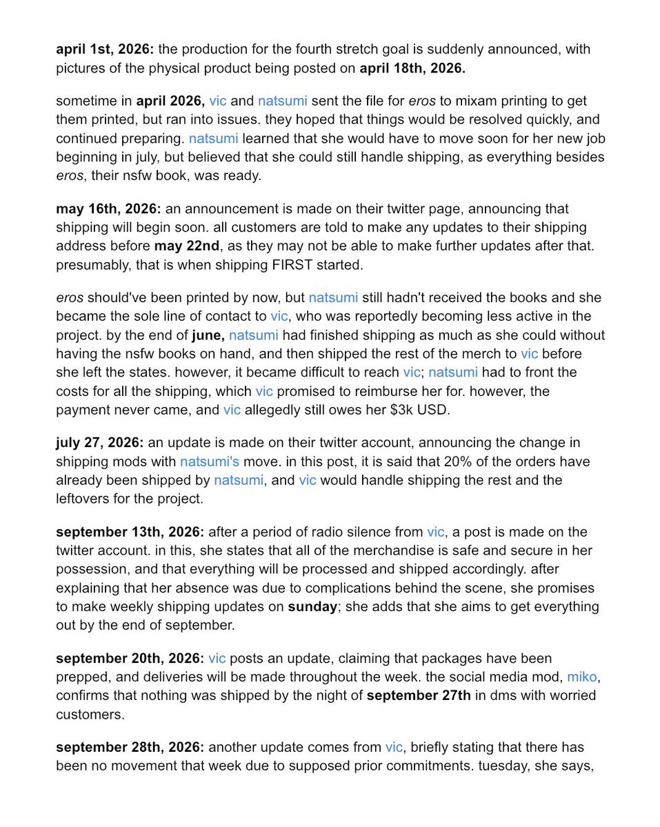 ilovedanfengcum's tweet photo. i’ve typed up a brief timeline of everything i have seen from public tweets on the elythria zine twitter account, and included information from the shipping mod natsumi’s account of things for anyone who is confused about what might’ve happened when. https://t.co/HRUqNdZz1G