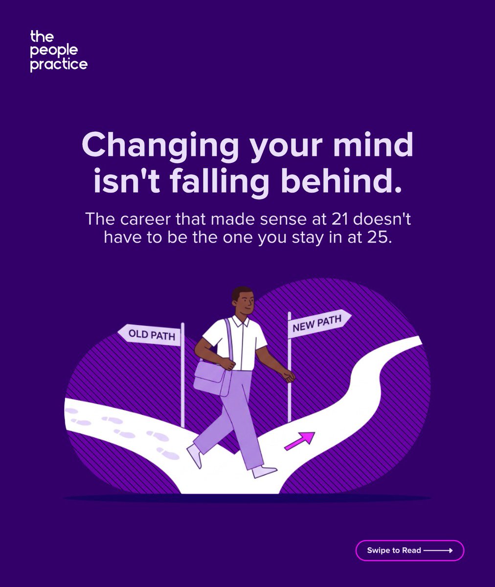 ThePeoplePract's tweet photo. If there’s one thing career experience teaches you, it’s that flexibility matters more than a flawless 5-year plan
Your degree is just the starting point, and will not necessarily decide where you end up. You only learn these things by living them.
#thepeoplepractice #workculture https://t.co/21vFpvJD6r