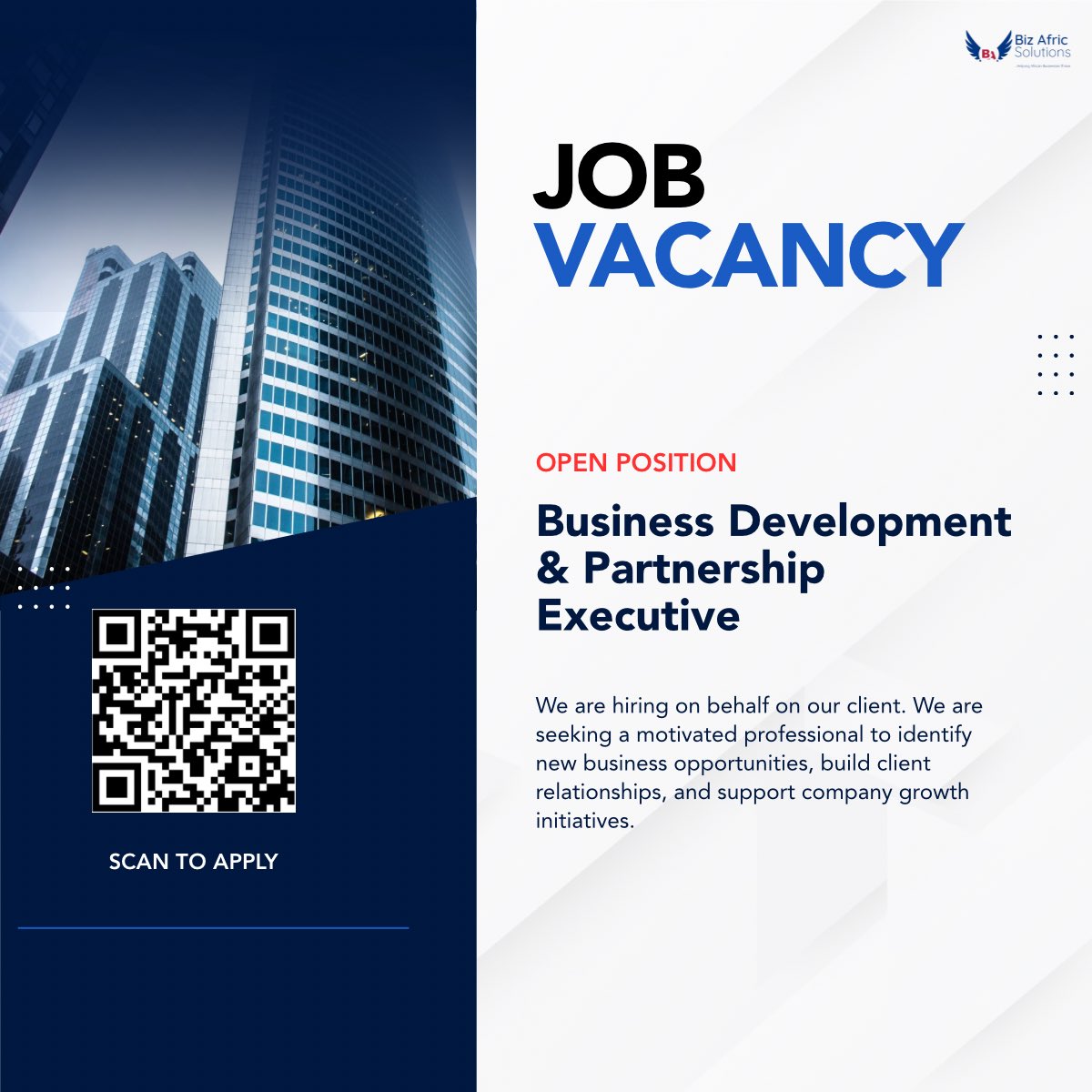BizAfric_'s tweet photo. 🚨 WE’RE HIRING!

We’re looking for a Business Development &amp; Partnerships Executive to generate B2B opportunities, build relationships, and drive partnerships and business growth.

Apply now: https://t.co/XDM2F6O3eR

#WeAreHiring #BusinessDevelopment #Partnerships #RemoteJobs https://t.co/te9NCFQXbO