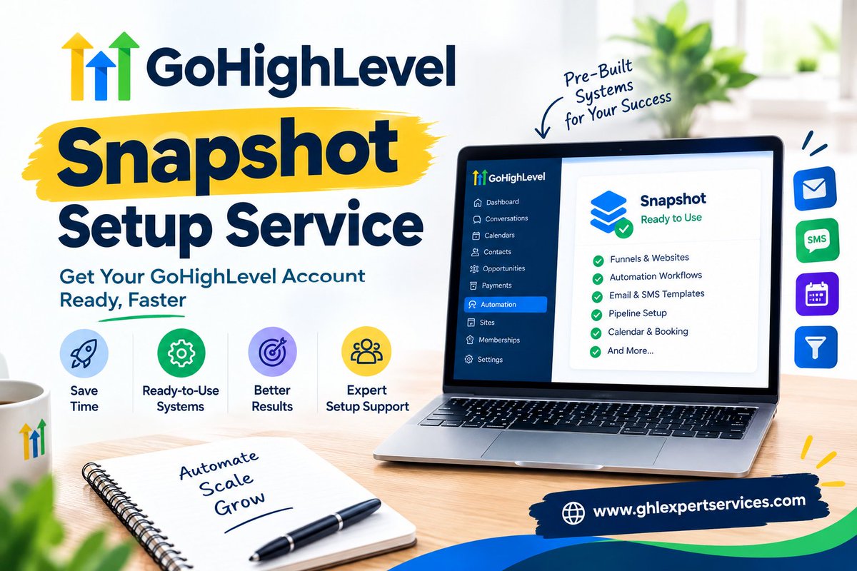Ghlexperts3's tweet photo. Speed up client account setup with a structured GoHighLevel snapshot. Reuse workflows, funnels, pipelines, and more without starting from scratch.

https://t.co/7YiDE0CURj https://t.co/RiyxjTwDR7