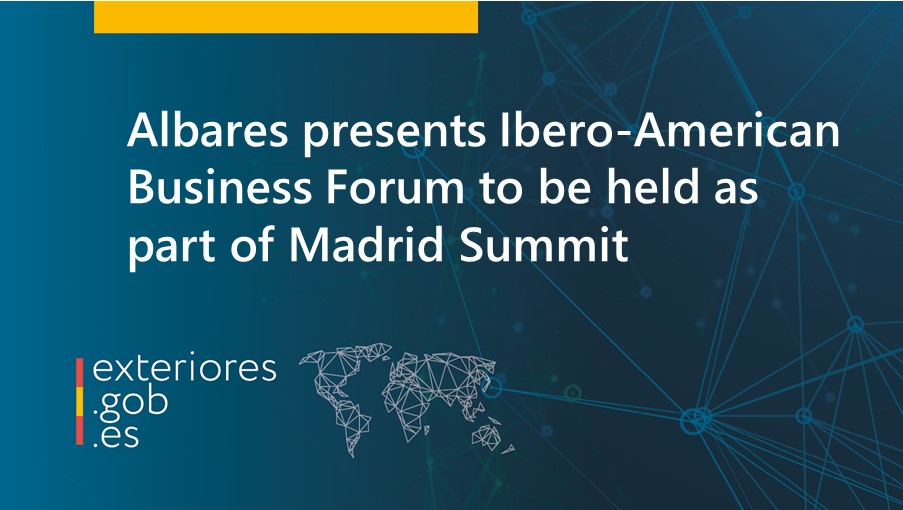 SpainMFA's tweet photo. Minister @jmalbares today presented the Ibero-American Business Forum, which will take place in Madrid on 3 and 4 November, as part of the Ibero-American Summit of Heads of State and Government on 4 and 5 November.

🔗 https://t.co/7VNsW8JZXM https://t.co/06qo8f4963