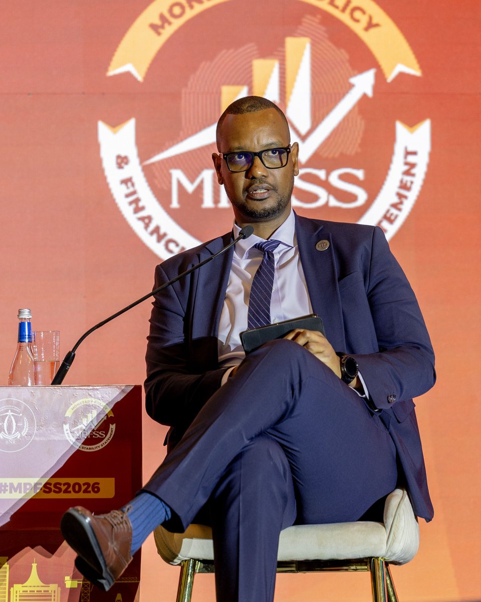 CentralBankRw's tweet photo. Chief Economist @thierrykalisa_ at the #MPFSS2026 stressed the importance of policy action and coordination in maintaining confidence in the outlook, with tighter monetary policy, fiscal measures addressing supply pressures, and expectations that major shocks will ease. 

#MPFSS2026
#BNREngage
#KnowYourCentralBank