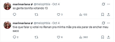 Dranaboki's tweet photo. @Mcboysdont Não é o eleitorado do Renan Santos, são petistas fazendo mentindo que votaram no Renan no primeiro turno https://t.co/RzI9DldxFN
