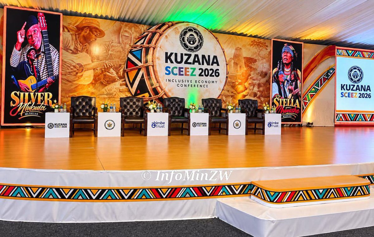 InfoMinZW's tweet photo. Vice President Hon. Col. (Rtd) Dr K.C.D. Mohadi has officially opened the KUZANA SCEEZ Arts and Culture Expo 2026 at the ZITF Grounds in Bulawayo, urging Zimbabwe’s creative sector to turn talent into sustainable businesses, jobs and economic growth.The name “Kuzana”, drawn from Nambya, one of Zimbabwe’s 16 official languages, means “to dance” or “to play” and reflects the dynamism of the country’s diverse cultural expressions.

Speaking under the theme “Towards Vision 2030 through Sport and Creative Industries,” VP Mohadi called for greater investment in skills development, financing, technology, infrastructure, mentorship and market access for young creatives.He urged stakeholders to convert the Expo’s resolutions into practical action and lasting partnerships that would strengthen Zimbabwe’s creative industries, expand employment and support NDS2 and Vision 2030.