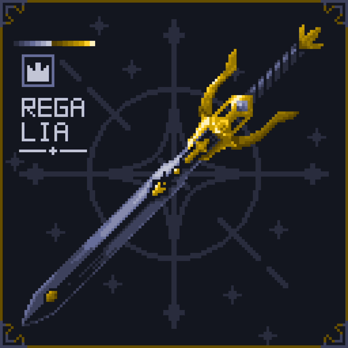 Tukeyaki_blade's tweet photo. 黄金に輝く、王者の剣

《グラン･オーレリア》
#ドット絵 
#pixelart https://t.co/aal13bDlBT