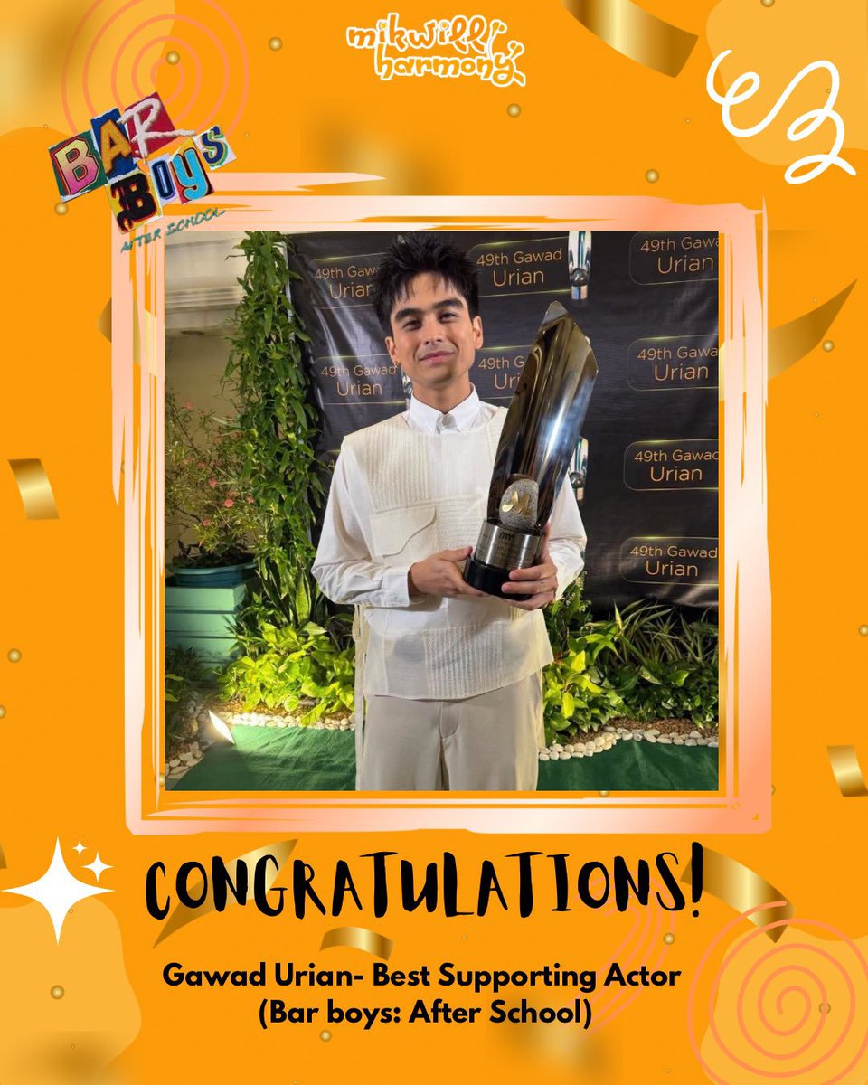 MikWillOFC's tweet photo. A well-deserved win!

Our Best Supporting  Actor at the 49th Gawad Urian Awards for Bar Boys: After School! 

Your talent, hard work, and dedication truly shine. So proud of you, Will!  
Deserve na deserve! Congratulations! 

WILL ASHLEY URIAN AWARDEE
WILL ASHLEY URIAN AWARDEE https://t.co/P1Bv2rLIFk