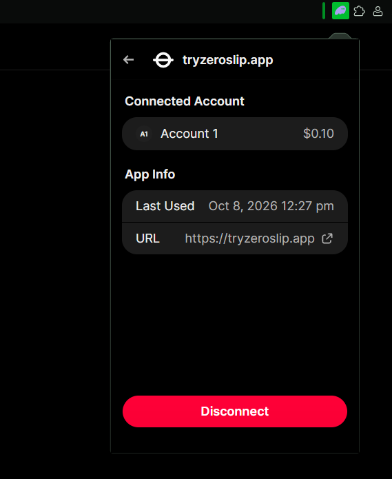 Gazed101's tweet photo. @zeroslipapp just got a wallet connected to ZEROSLIP https://t.co/qoPptbRSWn