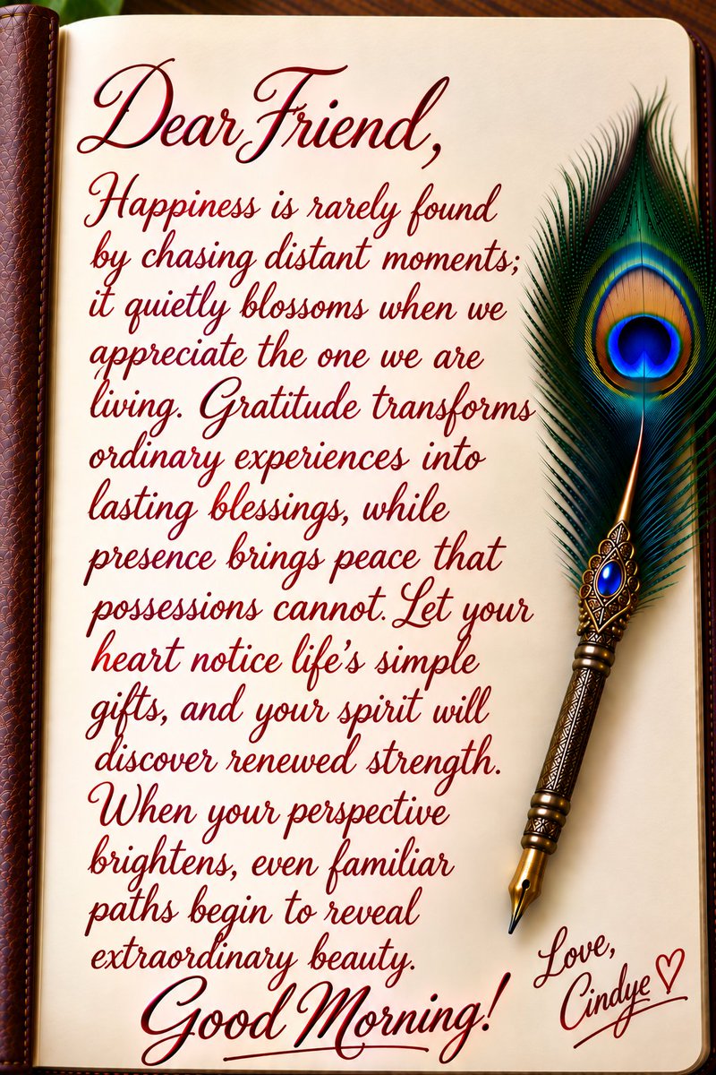 lwzcurious's tweet photo. 🌿 Stop chasing happiness. Start noticing it.

The life you’re waiting for may already be quietly unfolding around you. Gratitude turns ordinary moments into treasures—and presence turns them into peace. 

What simple blessing deserves your attention today?

#Gratitude #Mindful https://t.co/EzSvd5zGuk