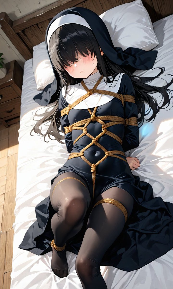 npc_ai_pic's tweet photo. メカクレで体が薄くて緊縛な、性癖詰め合わせシスターちゃん
#AIart #AIイラスト https://t.co/cHrvKJboRF