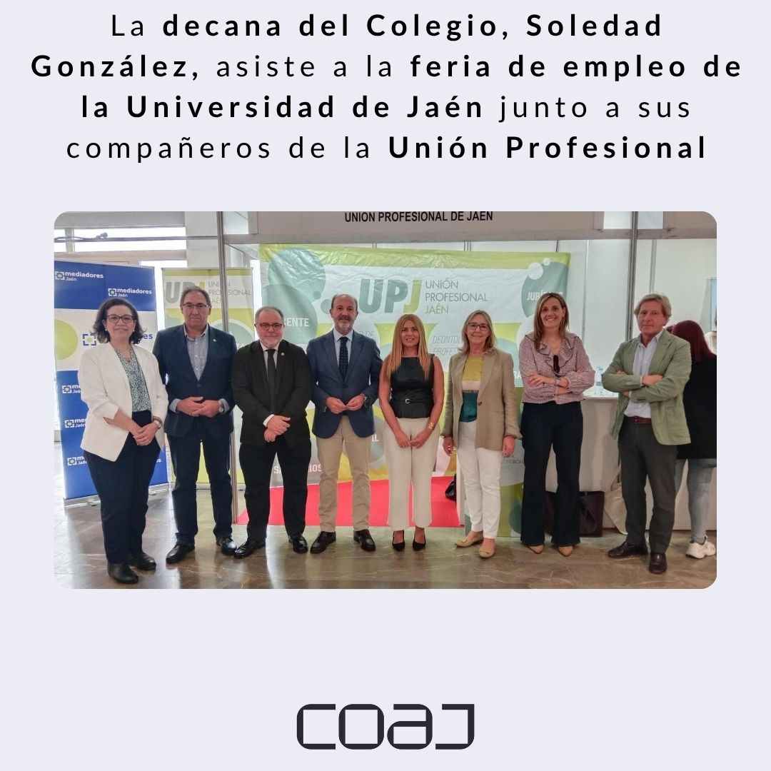 COA_JAEN's tweet photo. 🎓 Comprometidos con el futuro de la profesión.
Nuestra decana, Soledad González, ha participado en la Feria de Empleo de la @ujaen representando al Colegio Oficial de Arquitectos de Jaén y acompañando a la Unión Profesional de Jaén.
#COAJ #ArquitecturaJaen https://t.co/GzYRf7NOZs