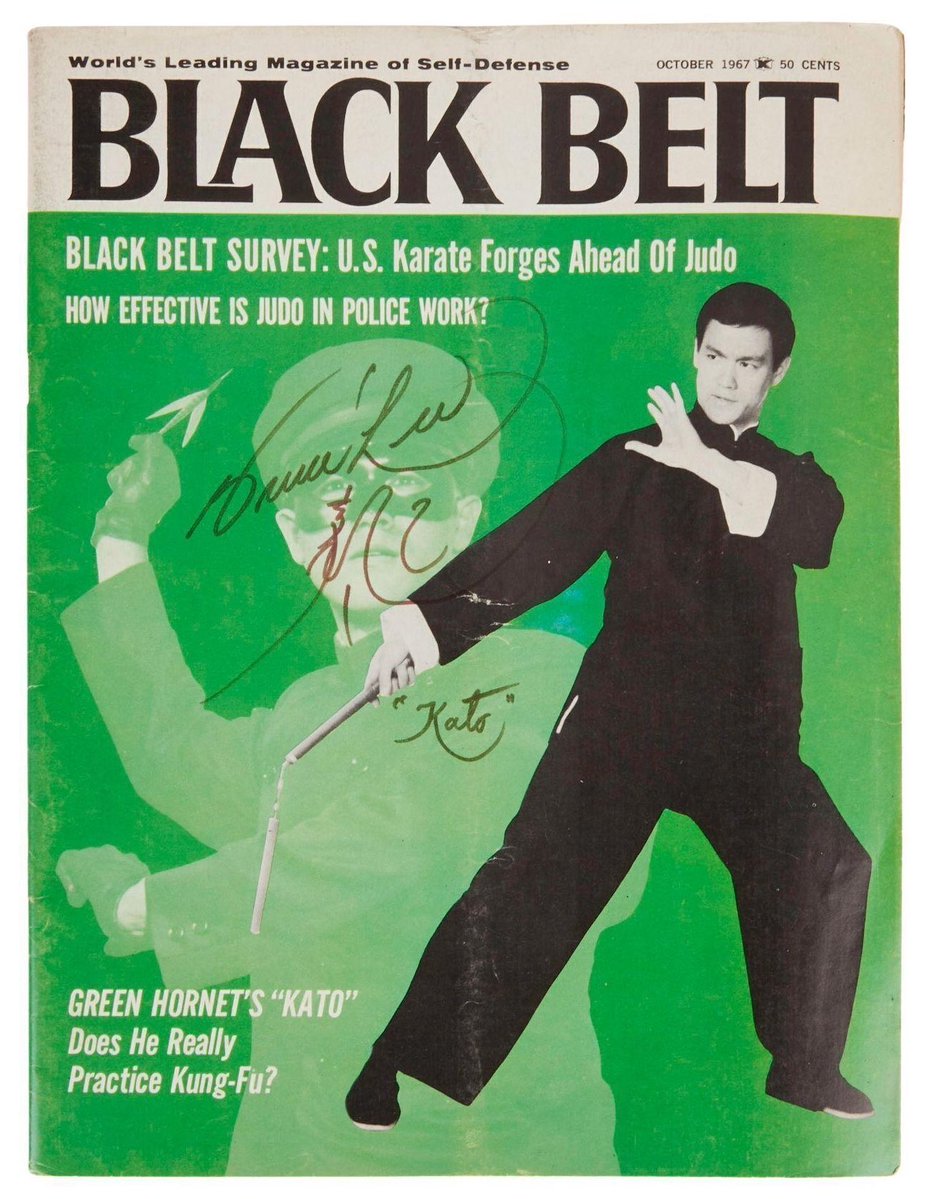 bruceleedragon1's tweet photo. Bruce Lee’s First Ever Martial Arts Magazine Cover..Black Belt Magazine October 1967 Autographed &amp; Sold for $3900 in 2012. This is Bruce Lee’s Best Friend Taky Kimura’s Magazine whom Bruce sent to him at the Seattle Gung Fu institute as stated in his Certificate of Authenticity… https://t.co/c4QUhwWJ1j