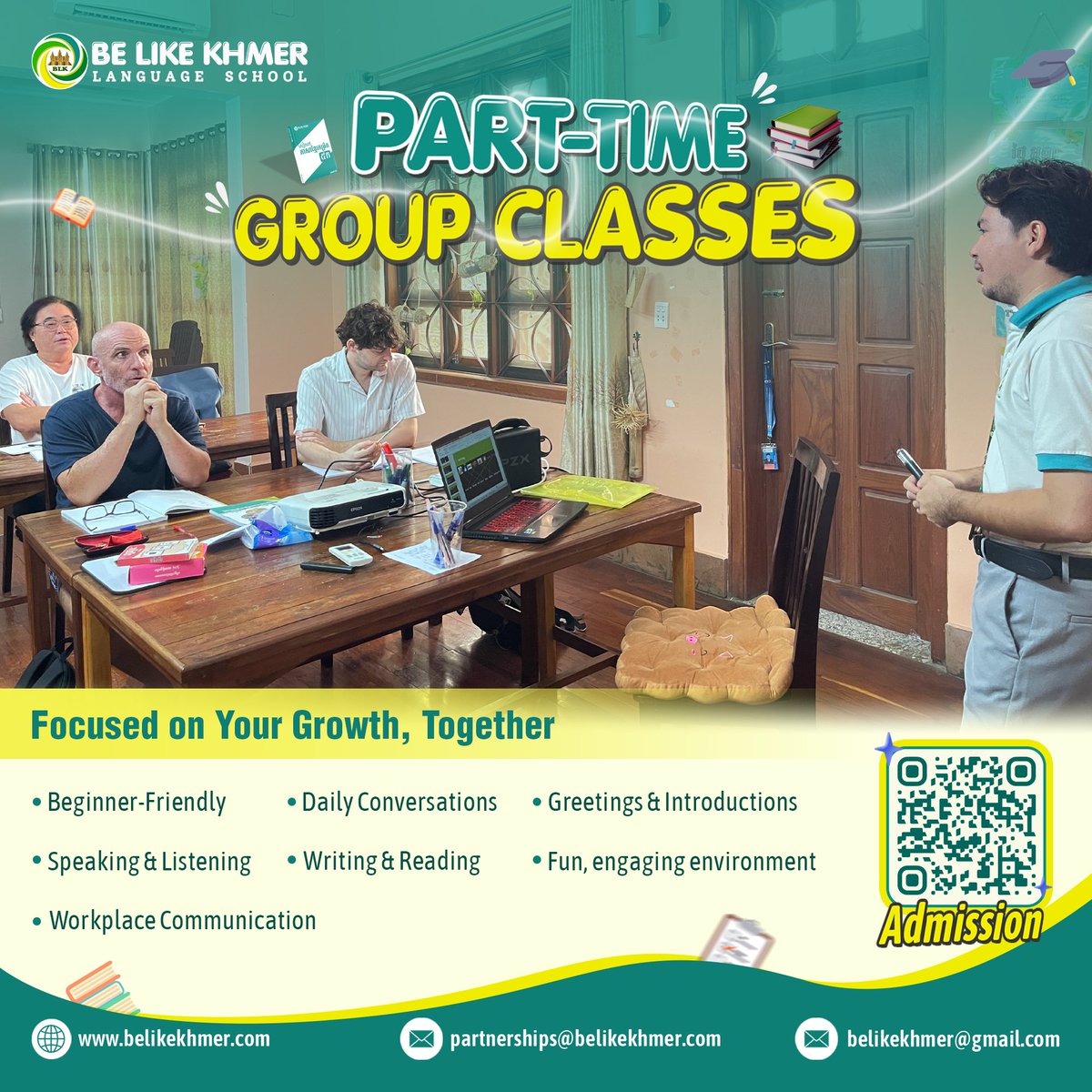 belikekhmer's tweet photo. Join us online or in person start speaking Khmer with confidence!

📍 Siem Reap Branch
📱 Phone: 096 556 6022
💬 Telegram: https://t.co/SgBYKgH8ub

📍 Phnom Penh Branch
📱 Phone: 095 788 094
💬 Telegram: https://t.co/3u4nYBuU0X

✉️ belikekhmer@gmail.com
🌐 https://t.co/7V1LyEYS3S https://t.co/zEjcaGivps