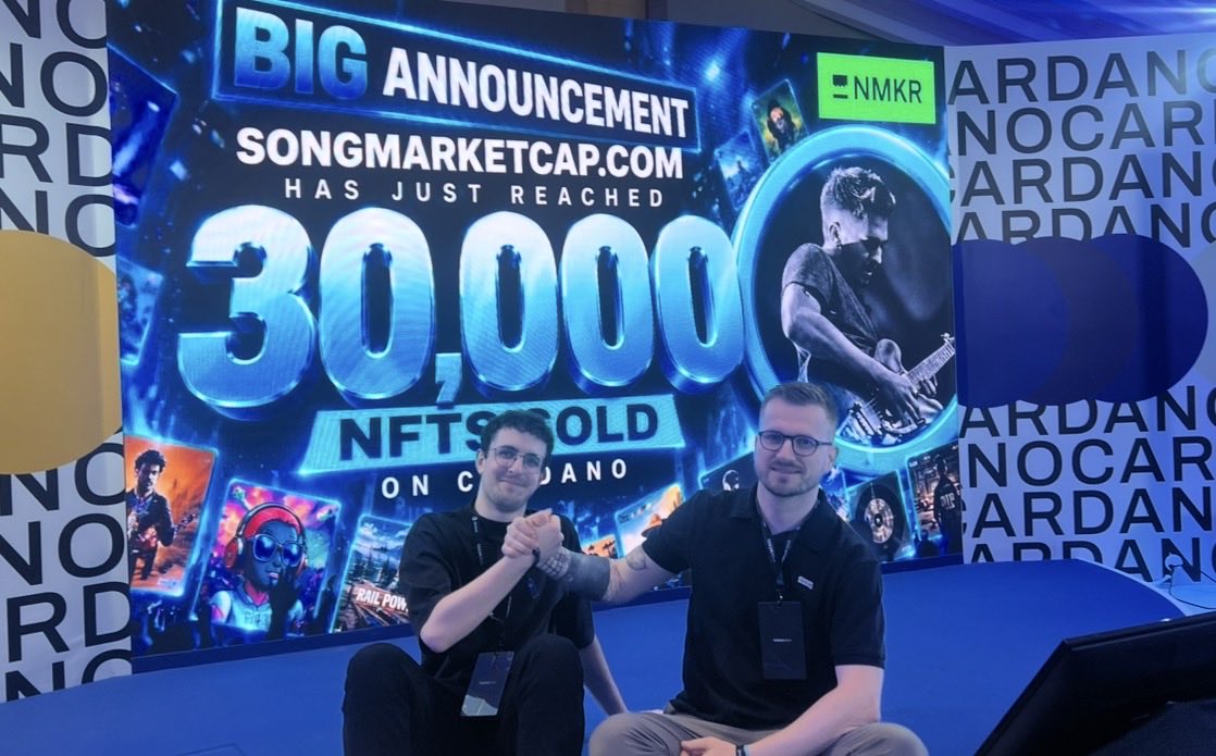 songoncardano's tweet photo. This is a big day. @nmkr_io built the technology, and the $SONG community made rest of the history. We keep dreaming big, we keep building on Cardano, and we keep believing in miracles…

We love you all dear $ADA fam ❤️

We are LONG ON $SONG
https://t.co/vyv8OziFCj 

#TOKEN2049 🥂 Singapore 

@JureKaramarko 🤝 @Padierfind