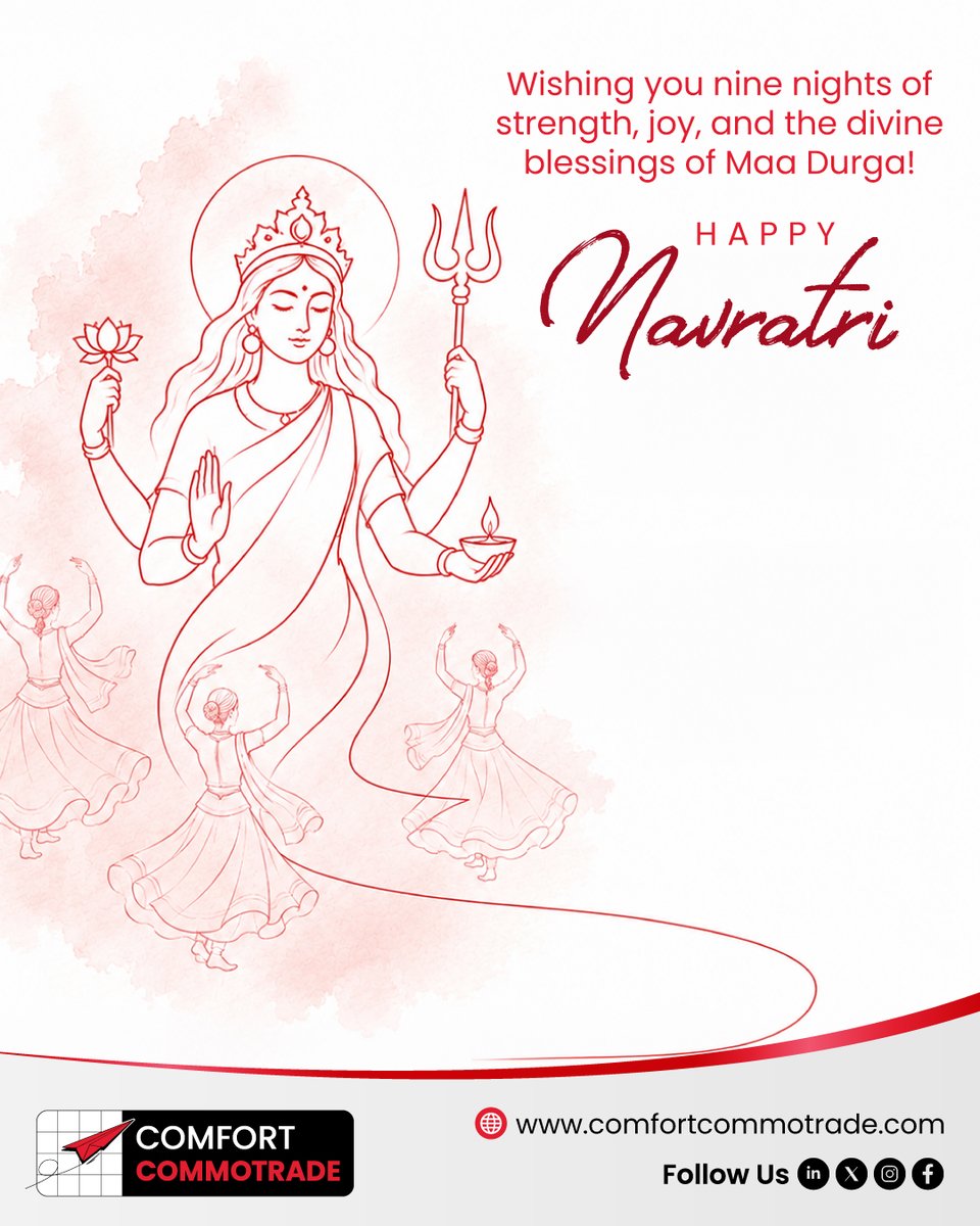 ComfortCommo's tweet photo. Wishing you nine nights filled with strength, joy, and the divine blessings of Maa Durga. May Navratri bring peace, prosperity, and positivity to your life. Happy Navratri!
#HappyNavratri #MaaDurga #DivineBlessings #FestiveJoy https://t.co/nDcj8SaRlw