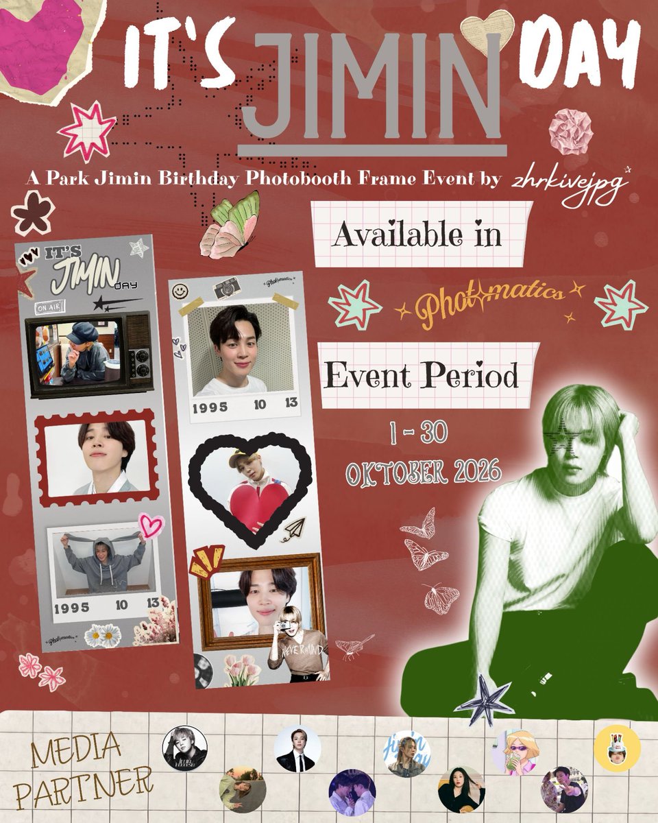 zhrkivejpg's tweet photo. ✨𝐈𝐓'𝐒 𝐉𝐈𝐌𝐈𝐍 𝐃𝐀𝐘✨
Let’s celebrate Jimin’s special day that we can keep forever by using Photobooth Frame by @zhrkivejpg
📍 @photomaticsid
🗓️ 1–30 Oktober 2026
Jangan lupa share hasil foto kalian dengan tag @zhrkivejpg + gunakan hashtag #ItsJiminDay yaa! 💛💜 https://t.co/v1mQ9yfpHM