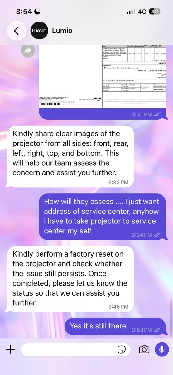 udaybhosle's tweet photo. @RaghuReddy505 @LumioIN @BlumeVentures @Stellaris_VP @3one4Capital @laurelsudeep @kailazh @kdcloudy @sarthak9394 @wtfAnurag @LumioIN
@amazonIN
product is really good but after sales service really sucks, specially this dumb AI bot interactions. simple thing like service center address can become a task with lumio https://t.co/psqh2tIGv5