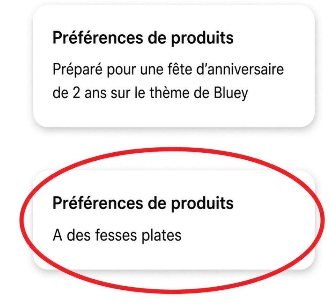 FrenchRapUS's tweet photo. 🚨 LE GÉANT AMAZON VOUS JUGE EN SECRET ! 

Des utilisateurs ont découvert cette nuit une page où Amazon révèle ce qu’il déduit des achats de leurs clients…

Une femme a appris qu’Amazon la considérait comme ayant « les fesses plates » 💀 https://t.co/yDVxaHgf6b