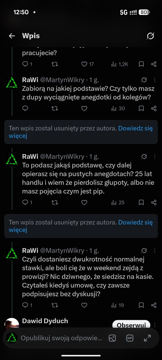 MartynWikry's tweet photo. @DawidDyduch @Venek__ Najpierw się ośmieszasz a później usuwasz komentarze. Tak zarabiasz 150zl netto i marudzisz na zarobki, "chuja wiesz, a się wymadrzasz". Jest powód dla którego jesteś na tym stanowisku i jednym z nich jest matematyka... https://t.co/R4ehK2wICZ
