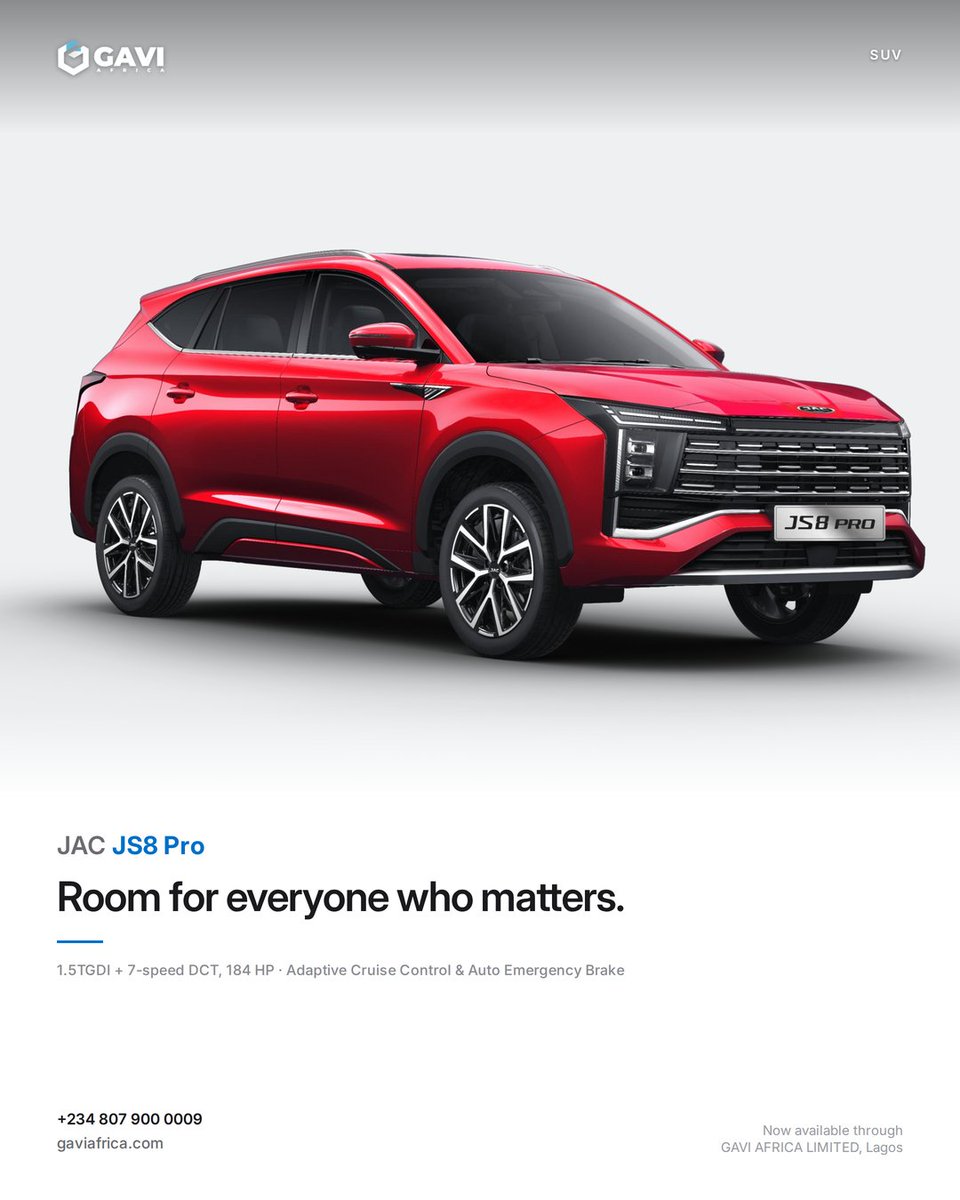 GAVIAFRICA's tweet photo. For the price of an older foreign pre-owned car, you can drive a brand-new JAC. 3-year/100,000km warranty. Stop inheriting someone else's problems — start new. Call +234 816 096 1726 or WhatsApp +234 807 900 0009. https://t.co/hPZmQYYw2d #GAVIAFRICA #JACMotors #DriveNew https://t.co/29MOf9h4xz
