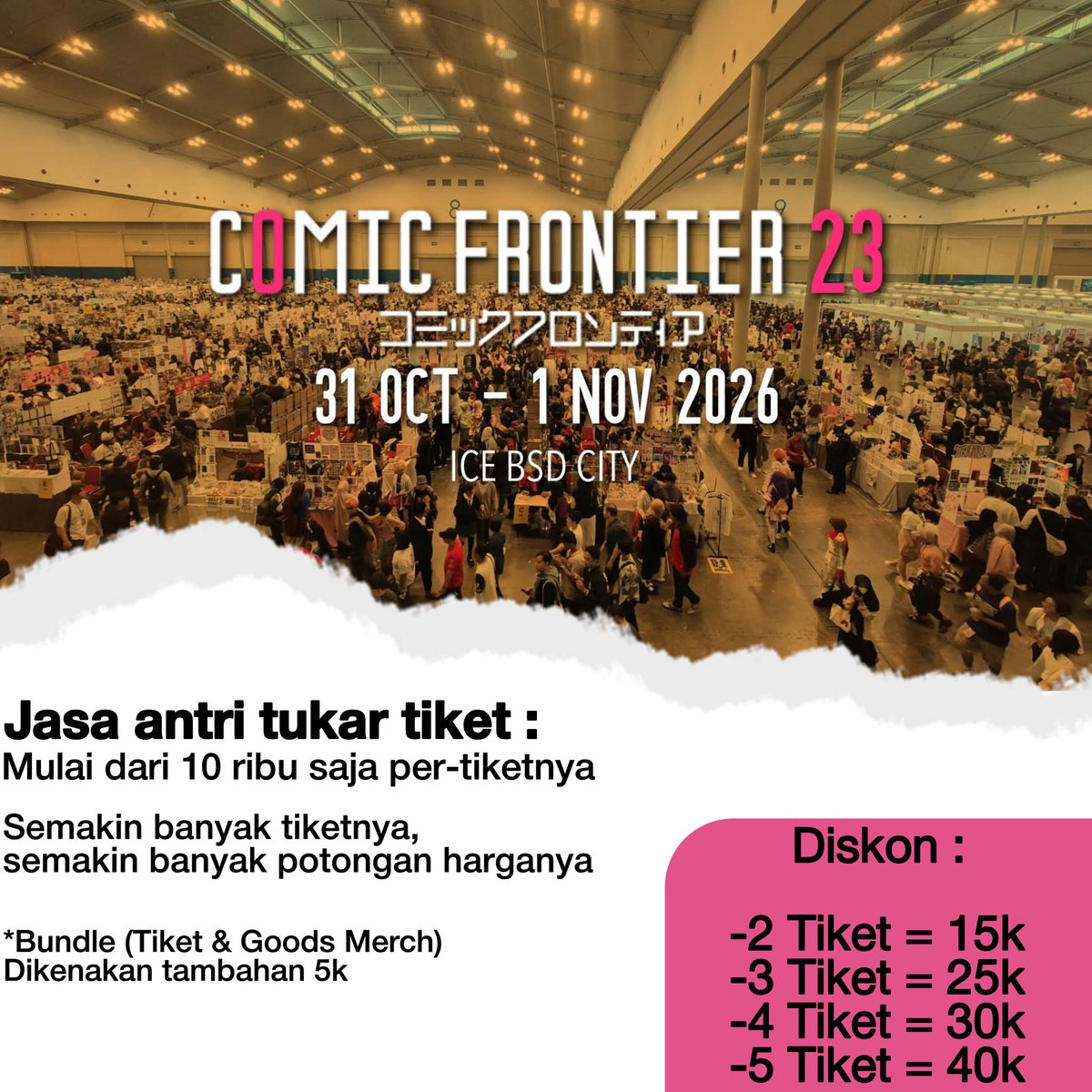 theonly_kurisu's tweet photo. Mumpung penjualan tiket CF23 udah dibuka, aku izin nawarin yaaaa ^^

Jastip antri tukar Ticket CF 23 / Comifuro 23 / Comic Frontier 23

For Both Days (31 Oktober-1 November 2026)

❤️ and 🔄 appreciated !

#ComicFrontier #ComicFrontier23 #Comifuro #Comifuro23 #CF #CF23 #zonauang https://t.co/V2KHJY2pl7