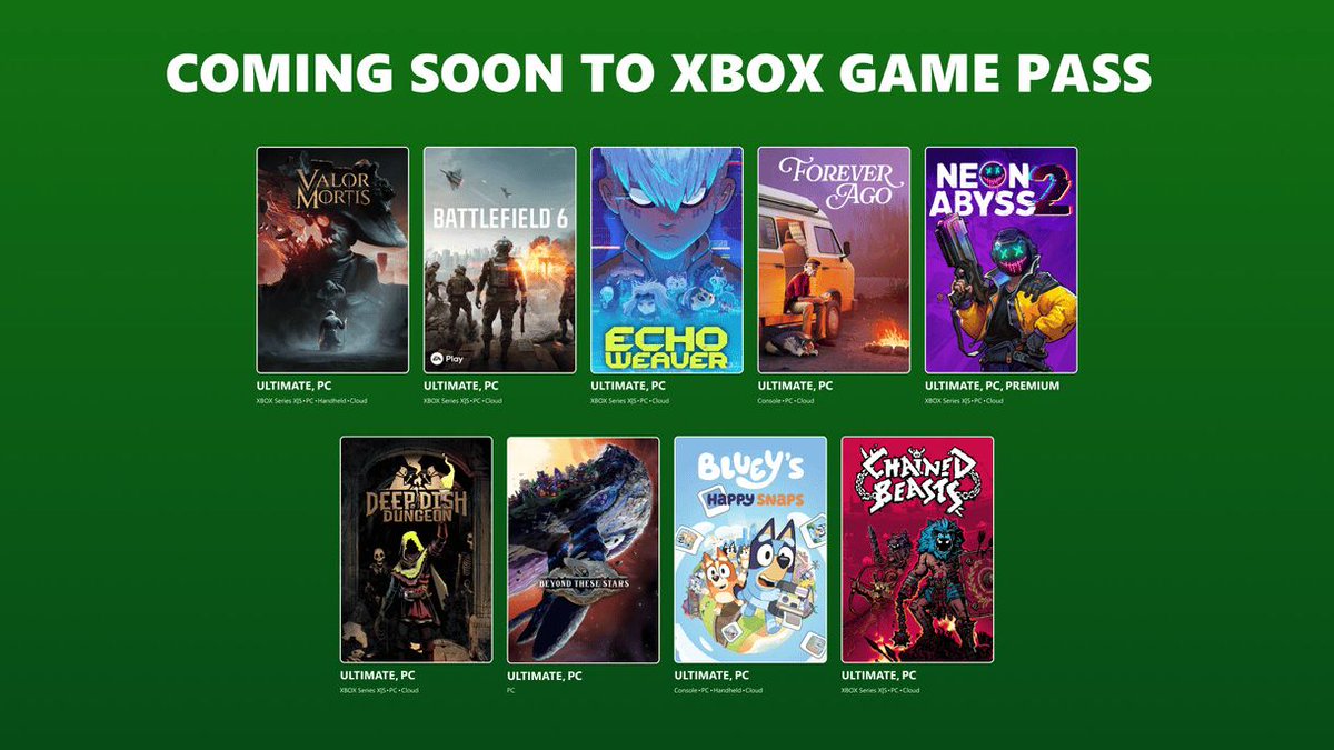 Areajugones's tweet photo. Battlefield 6 gratis y muchos más: estos son los nuevos juegos que se suman en octubre a Xbox Game Pass
https://t.co/P55PRGCeGK
#PC #XboxOne #XboxSeriesXS https://t.co/PsJsLggPGw