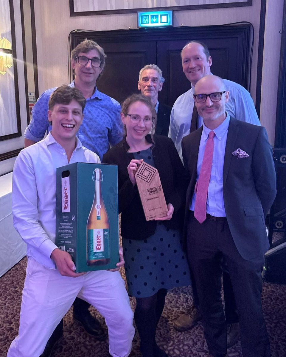 BucklandTimber's tweet photo. 🏆 What. A. Night!
Three awards AND Winner of Winners at the Structural Timber Awards 2026!
Manufacturer of the Year for Buckland, plus wins for York Minster, Float House and AR18.
Quite a haul to bring back to Devon! 🍻
engenuiti ltdar18 
#StructuralTimberAwards https://t.co/AHlbv1U1iq