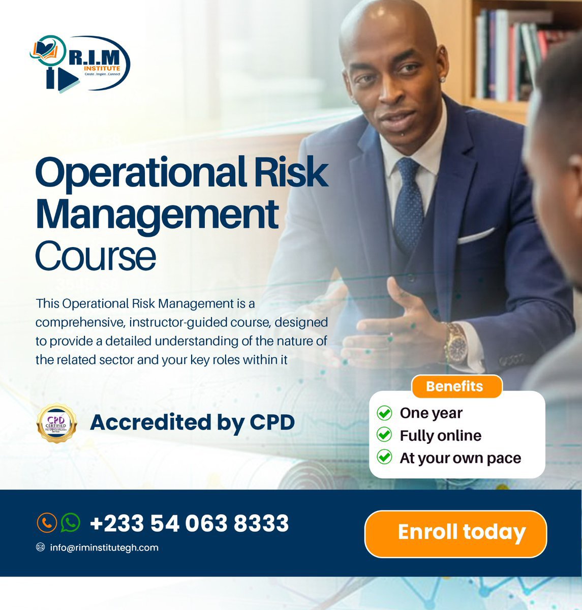 RIM_Institute's tweet photo. Learn to identify, assess, and manage risks with our Operational Risk management course🛡️📊
Build skills that help organizations prevent losses and operate more effectively.

Enroll today and take the next step! https://t.co/u63ynl8oEG