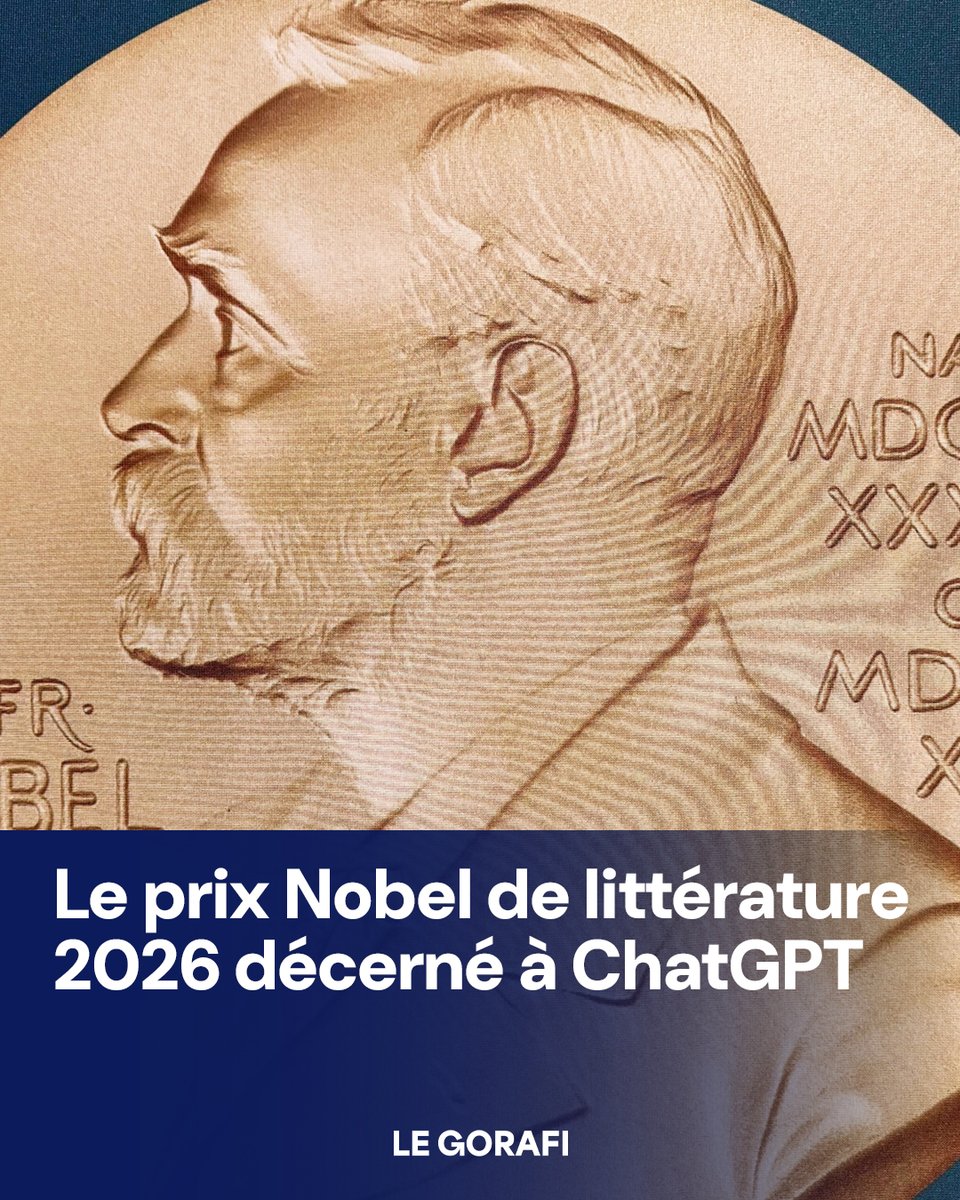le_gorafi's tweet photo. Le prix Nobel de littérature 2026 décerné à ChatGPT https://t.co/hKELgiaOSt