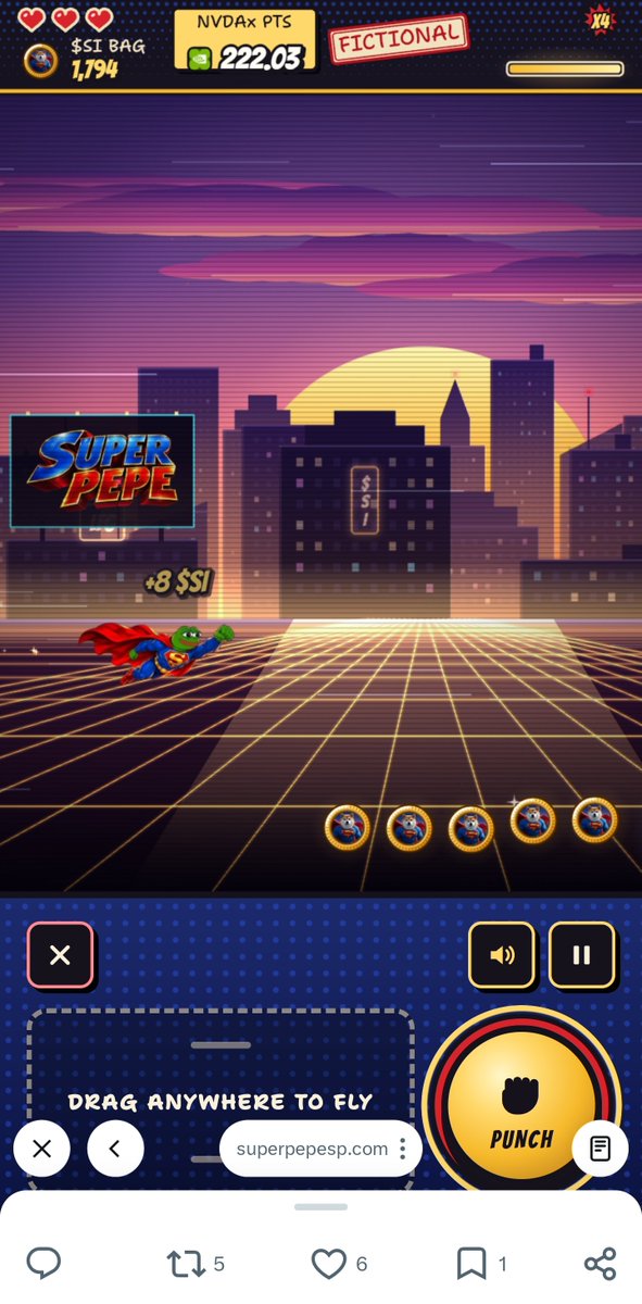 EdgarPe85008433's tweet photo. Jesut play chill and relax. This is one way to earn

I scored 236.48 fictional arcade points (1,823 $SI bag) in REWARD RUN! Hold $SP → $SI airdrops (3% tax) → your $SI gets NVDAx (1% tax). Paid out by StonkFun when volume allows, not guaranteed.
CA: 5nkEwLHNagMERJWWuiaFsuRukLvauWkoVTRxZ5TNP4eL https://t.co/4QkZ7ZpeAa