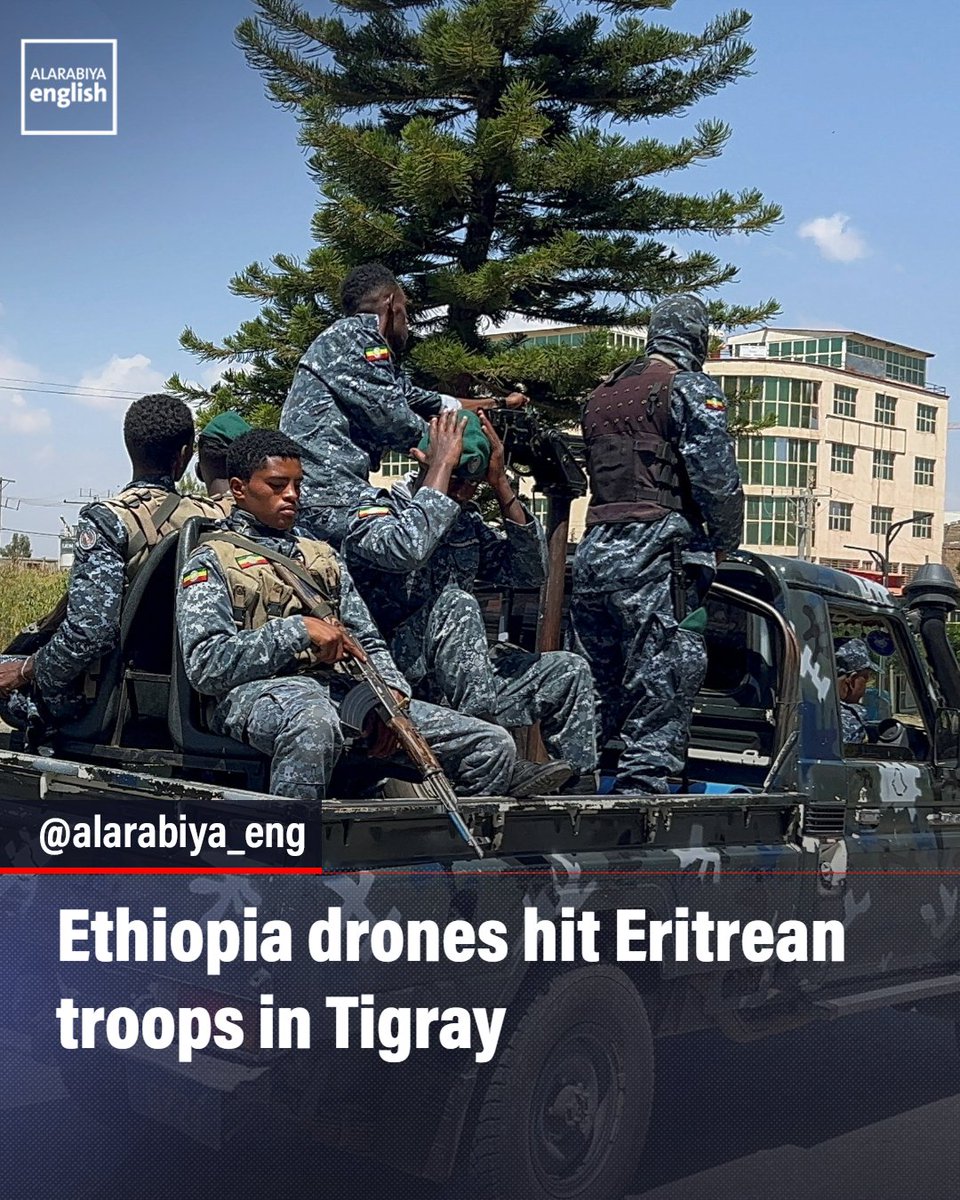 AlArabiya_Eng's tweet photo. Ethiopian drone strikes have targeted Eritrean forces who had reached a northern Tigrayan city, a conflict monitor and witnesses say, amid fears of a wider regional war. https://t.co/MRmTU0v5x3