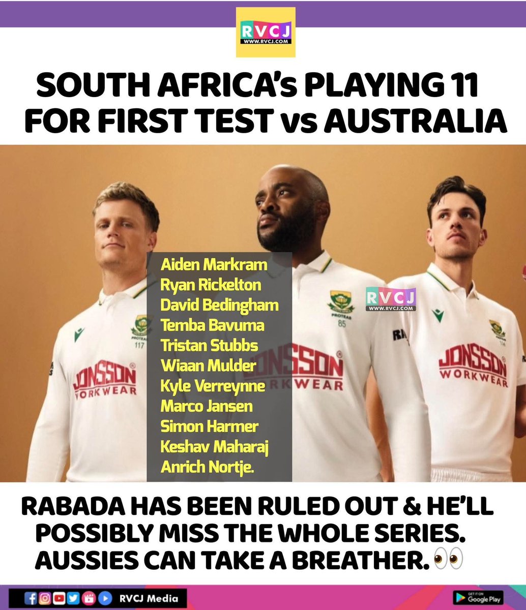 RVCJ_FB's tweet photo. South Africa's Playing 11 https://t.co/82NmVWBHA6