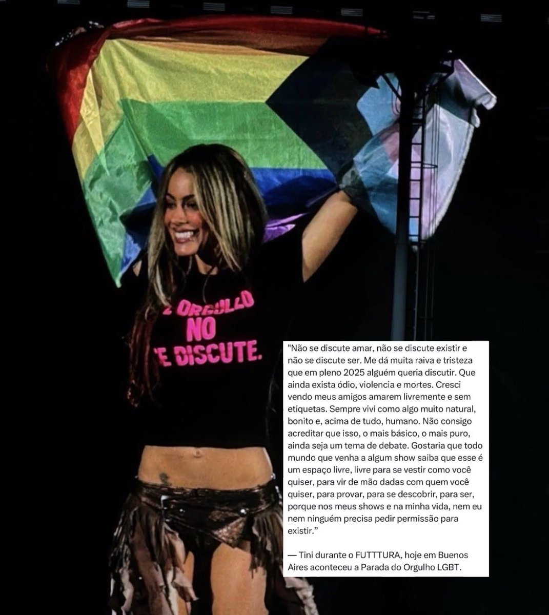 acervytini's tweet photo. “É necessário um acervo se posicionar?”

A Tini vem há anos falando sobre os direitos das mulheres e da comunidade LGBTQIAPN+, aproveitando momentos em seus shows para falar com seu público. Além disso, já demonstrou seu posicionamento em relação ao governo de extrema-direita de Javier Milei. Após cortes orçamentários em universidades públicas, a tramitação de uma lei para venda de terras argentinas e o desmonte de conquistas de minorias sociais, ela usou suas redes sociais para compartilhar publicações que deixam clara sua posição política contrária a esses retrocessos.

Então, sim, é necessário se posicionar e usar nossa voz para falar sobre o futuro que queremos, pois temos a certeza de que nossa fav estaria deste lado, lutando por pautas como justiça social, direitos humanos e valorização dos trabalhadores.

#SeuArtistaSePosiciona
#FandomsComLula