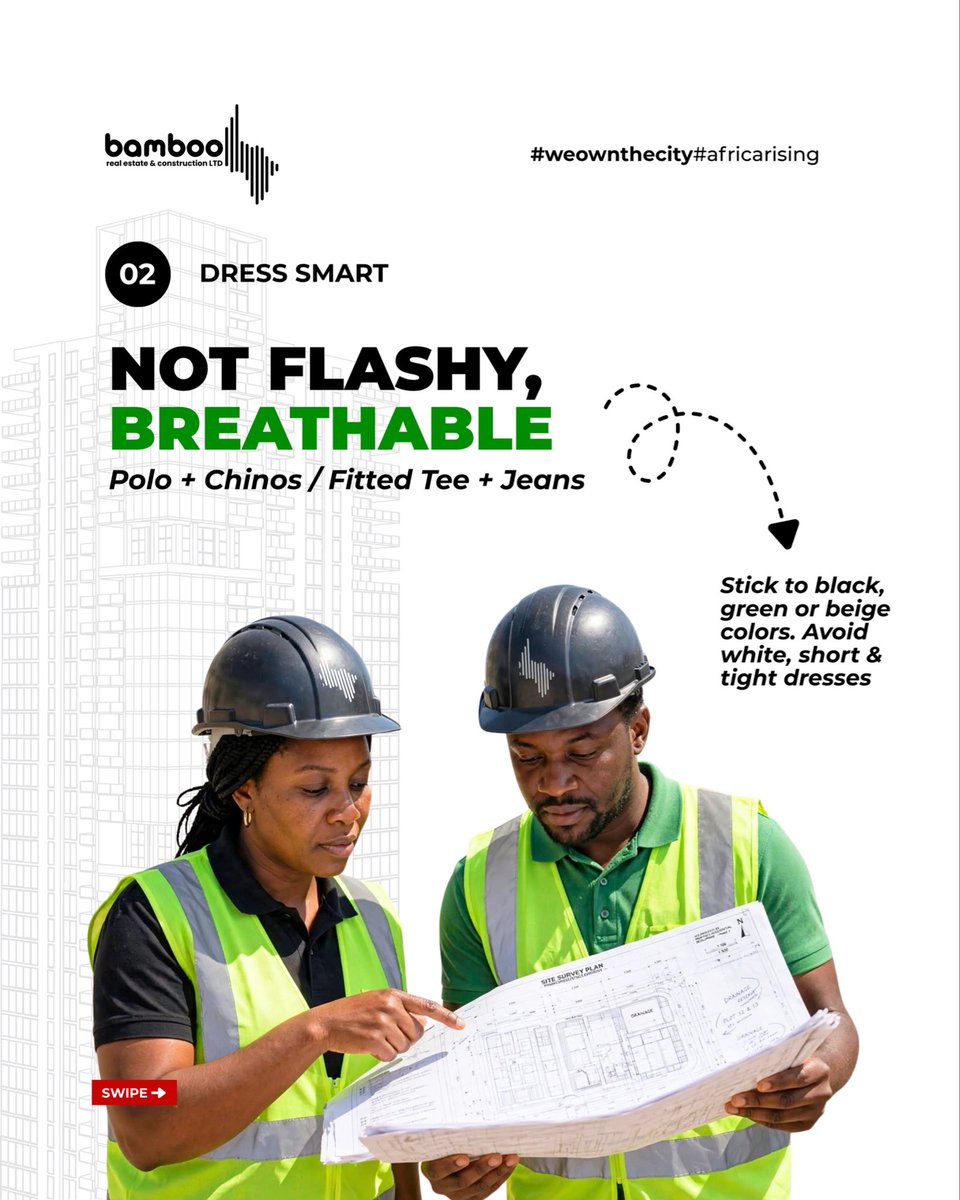 bamboogroup_'s tweet photo. Realtors, site inspection is not a fashion show.

Safety comes first. 
: Heels
: Slippers
: Unsafe footwear
: Closed-toe shoes
: Safety boots
: Comfortable, professional clothing
Protect yourself. 

Look professional. Represent the brand. https://t.co/xOmjKeWBSw