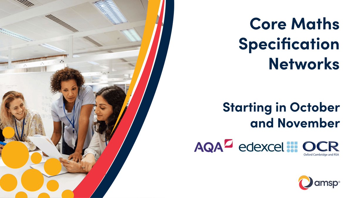 Advanced_Maths's tweet photo. Whether you're new to Core Maths or experienced, our Specification Networks let you share ideas and explore classroom challenges with teachers following the same specification.

Discover practical approaches and fresh ideas for your students.

https://t.co/gXjPQDdild

#CoreMaths https://t.co/O3gI6plmLM