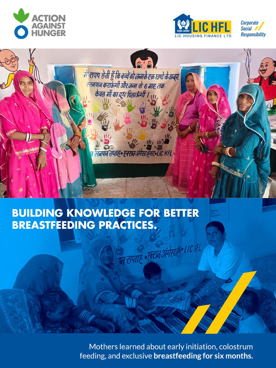 AAH_India's tweet photo. Awareness and support can strengthen every breastfeeding journey.

Through the LIC HFL Sanjeevani Project, World Breastfeeding Week promoted better breastfeeding practices and healthier beginnings.

#ActionAgainstHunger #LICHFL #WorldBreastfeedingWeek https://t.co/xjofmRhVw4