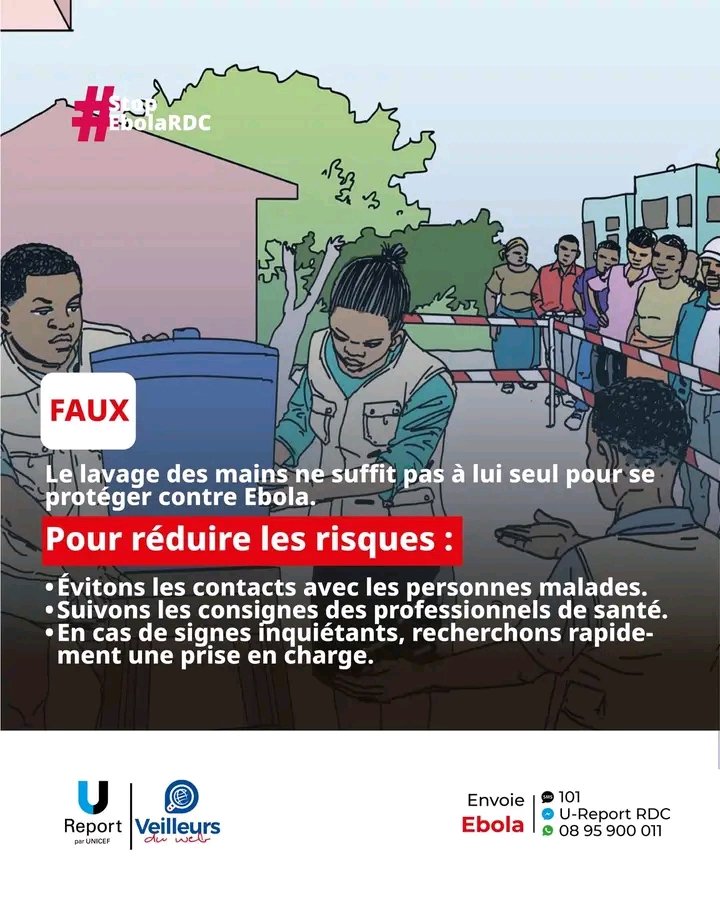 ebwaLepenseur's tweet photo. ❌FAUX! Le lavage des mains seul ne suffit pas contre Ebola, mais il réduit les risques s’il est fait aux bons moments: avant de manger/allaiter/préparer les repas, après les toilettes ou avoir changé un enfant.
Infos:«EBOLA» au 101, SMS gratuit.
#StopEbolaRDC
#VeilleursduwebRDC5 https://t.co/GuLjF5MbS4