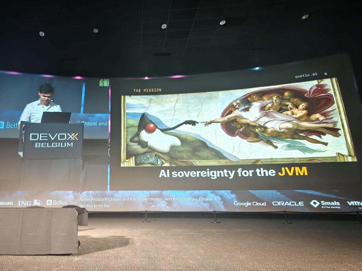 qxoticai's tweet photo. AI sovereignty for the world's most trusted runtime: the JVM.
#Devox https://t.co/QwGXaFLsDZ