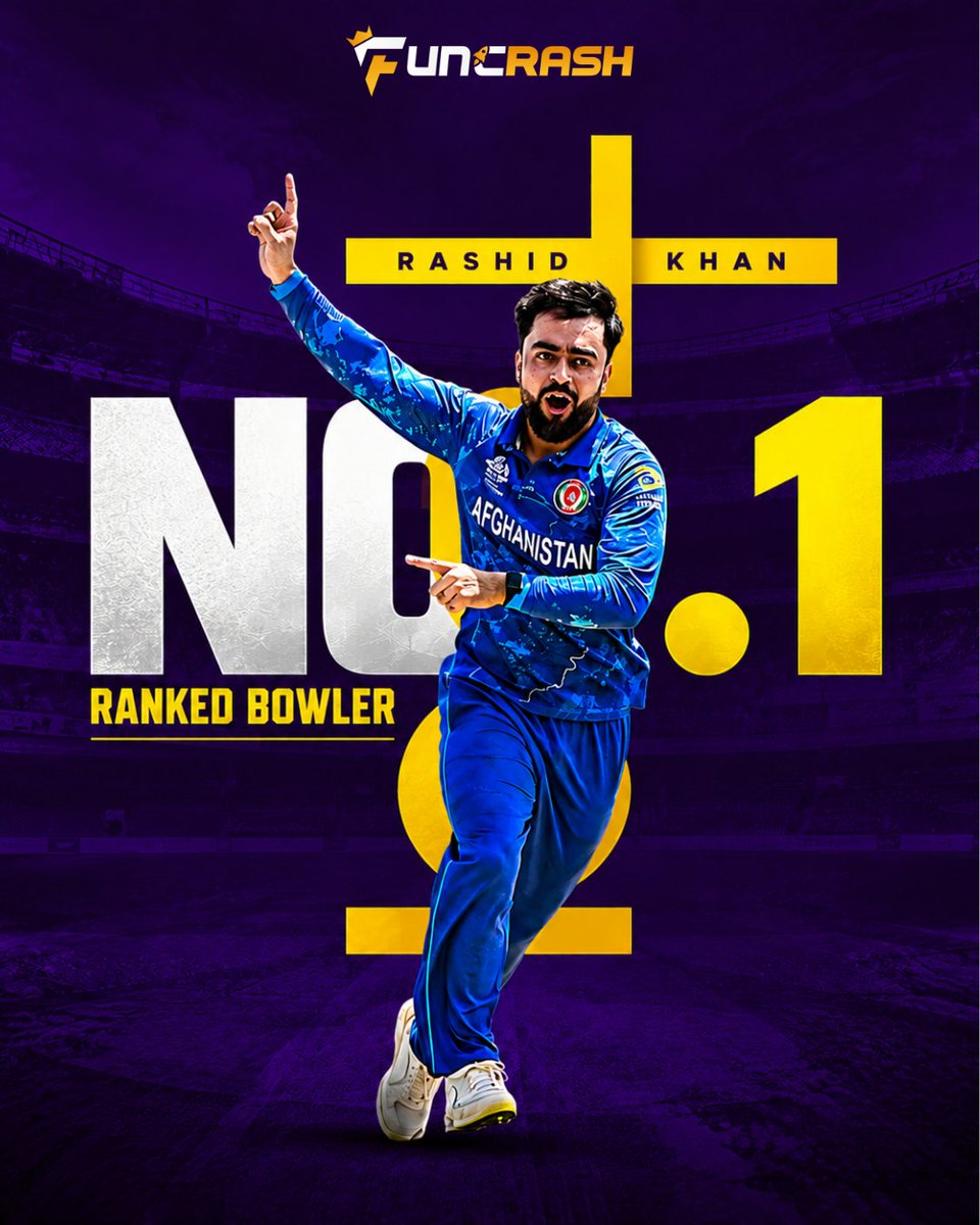 funcrash7's tweet photo. 👑🔥 RASHID KHAN AT THE TOP! 🇦🇫

The Afghanistan superstar has reclaimed the No. 1 spot in the ICC T20I bowling rankings! 🏏💥

No. 1 bowler. World-class talent. Rashid Khan! 👑

#Funcrash #RashidKhan #Afghanistan #Cricket #T20I #ICCRankings #CricketNews #GameOn https://t.co/DXZG32CdII