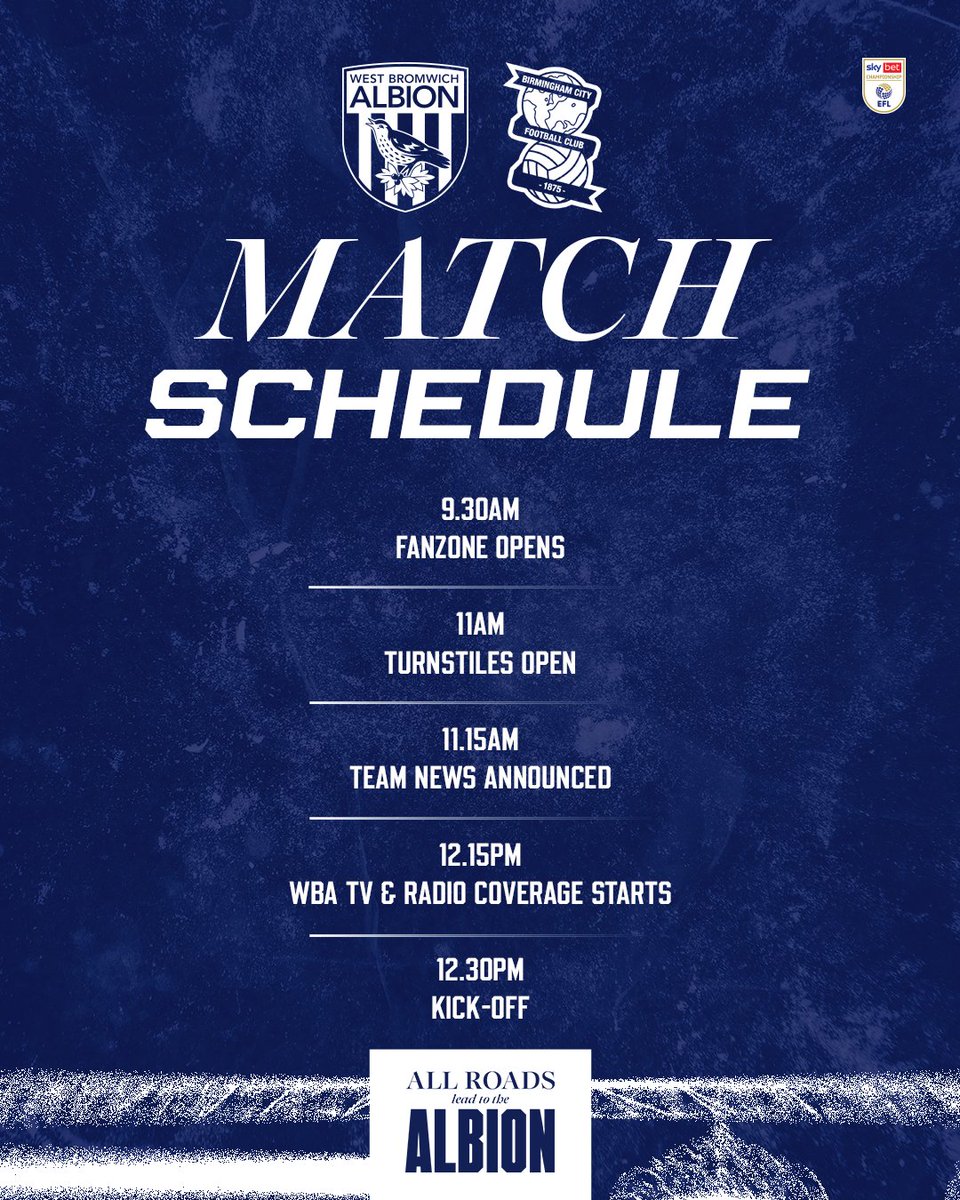 WBA's tweet photo. They key timings for our return to league action today! ⏰ https://t.co/L0tR3CEONf