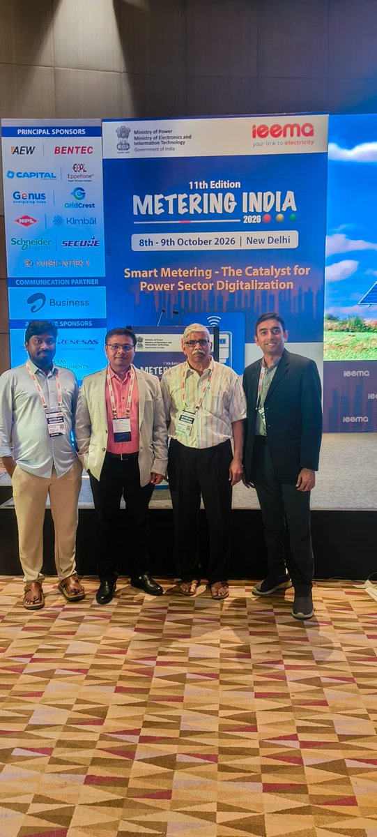 MosChipTech's tweet photo. Team @MosChipTech is at the Metering India 2026 kick-started today.

Watch out this apce and visit the panel from our VP of Strategic Programs, Mr @DVR  Murthy as he shares his view on the panel discussion "Secure-by-Design Smart Metering"

@IEEMA_Official @MinOfPower https://t.co/bMd8qvFczG