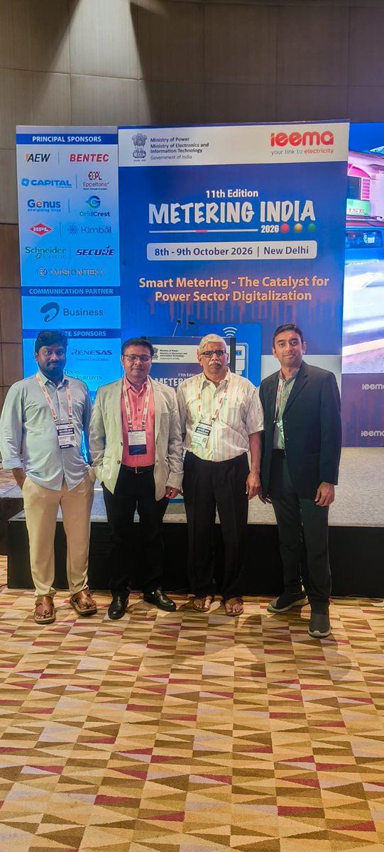 MosChipTech's tweet photo. Team @MosChipTech is at the Metering India 2026 kick-started today.

Watch out this apce and visit the panel from our VP of Strategic Programs, Mr @DVR  Murthy as he shares his view on the panel discussion "Secure-by-Design Smart Metering"

@IEEMA_Official @MinOfPower https://t.co/bMd8qvFczG